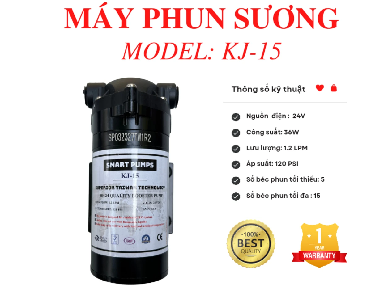 Thiết Bị Phun Sương【 Nhà Phân Phối Sỉ & Lẻ Thiết Bị Phun Sương】 Chọn mua máy bơm phun sương 24V chuẩn kỹ thuật may phun suong smart pumps kj 15 24v